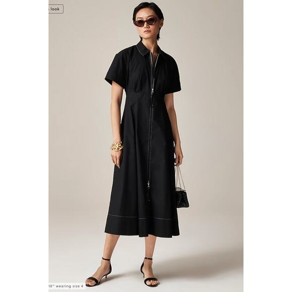 J.CREW Dresses & Skirts - J.CREW Zip-Up Shirt-Dress in Black CI906 Size 4 NWT